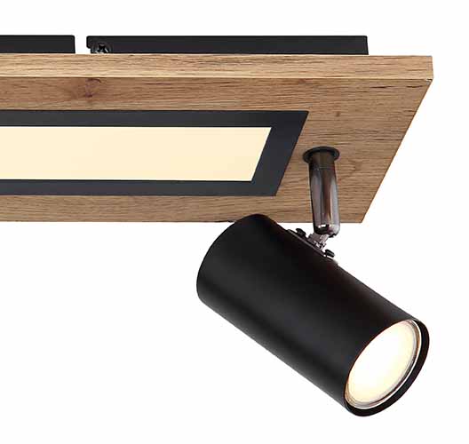 Langgestreckte Deckenlampe schwarz/braun mit 2 Spots Globo Ulla – Bild 4