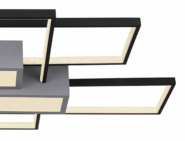 Moderne eckige Deckenlampe Schwarz Globo Aigina – Bild 4