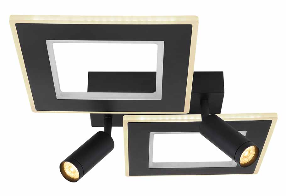 Moderne eckige Deckenlampe schwarz mit Spots Globo Marian – Bild 2