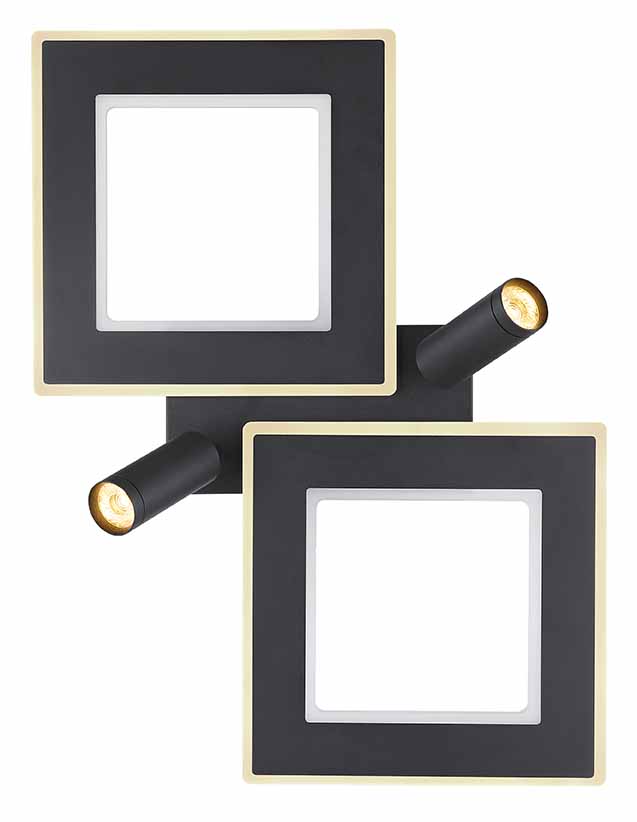 Moderne eckige Deckenlampe schwarz mit Spots Globo Marian – Bild 3