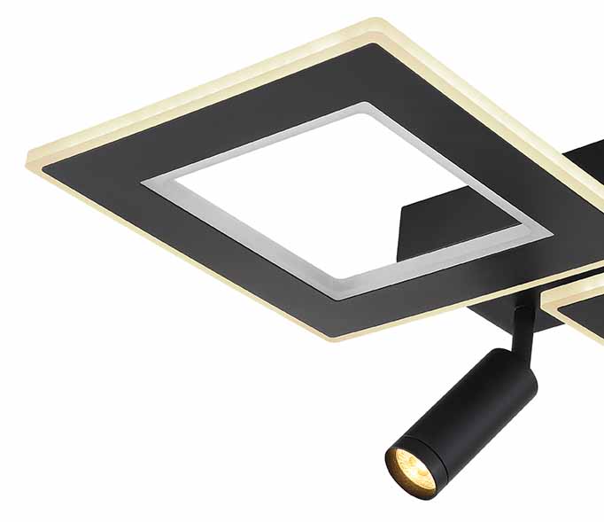 Moderne eckige Deckenlampe schwarz mit Spots Globo Marian – Bild 4