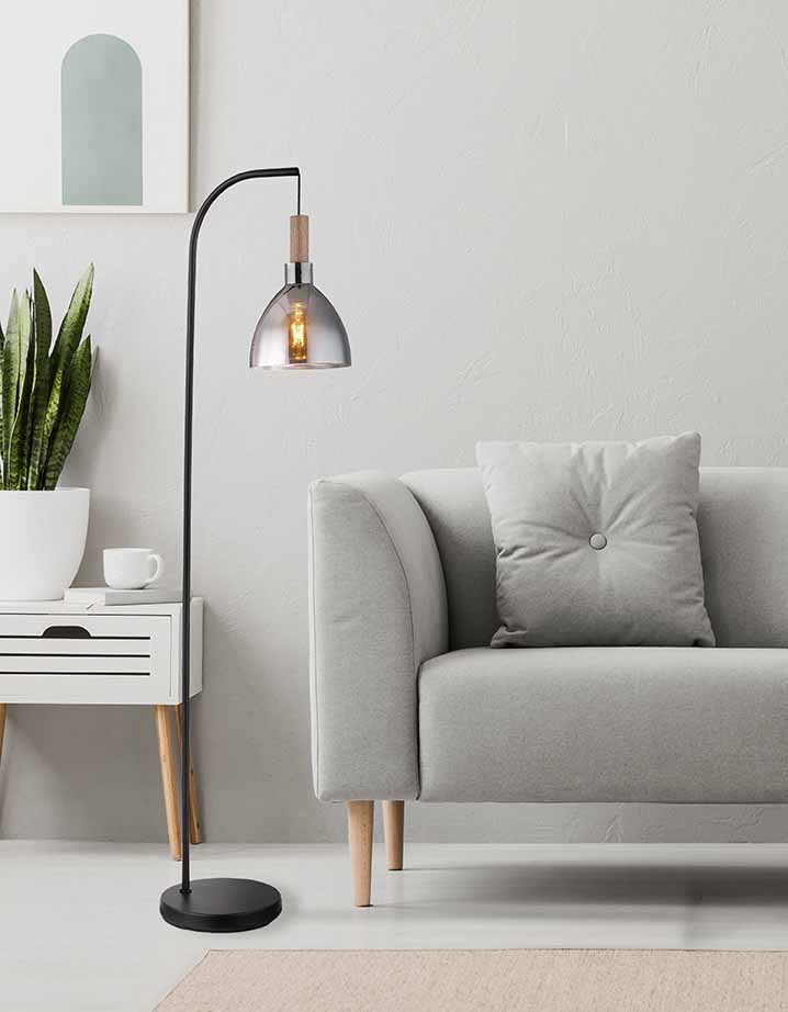 Moderne schwarze Glas-Metall-Stehlampe Globo Mattea – Bild 4