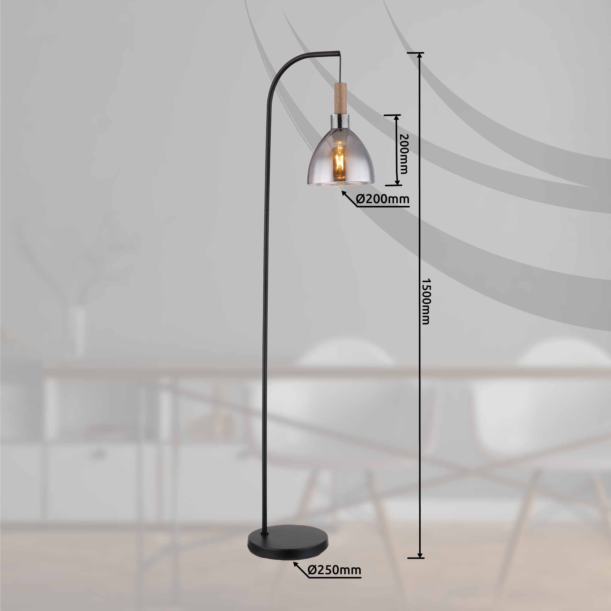 Moderne schwarze Glas-Metall-Stehlampe Globo Mattea – Bild 5