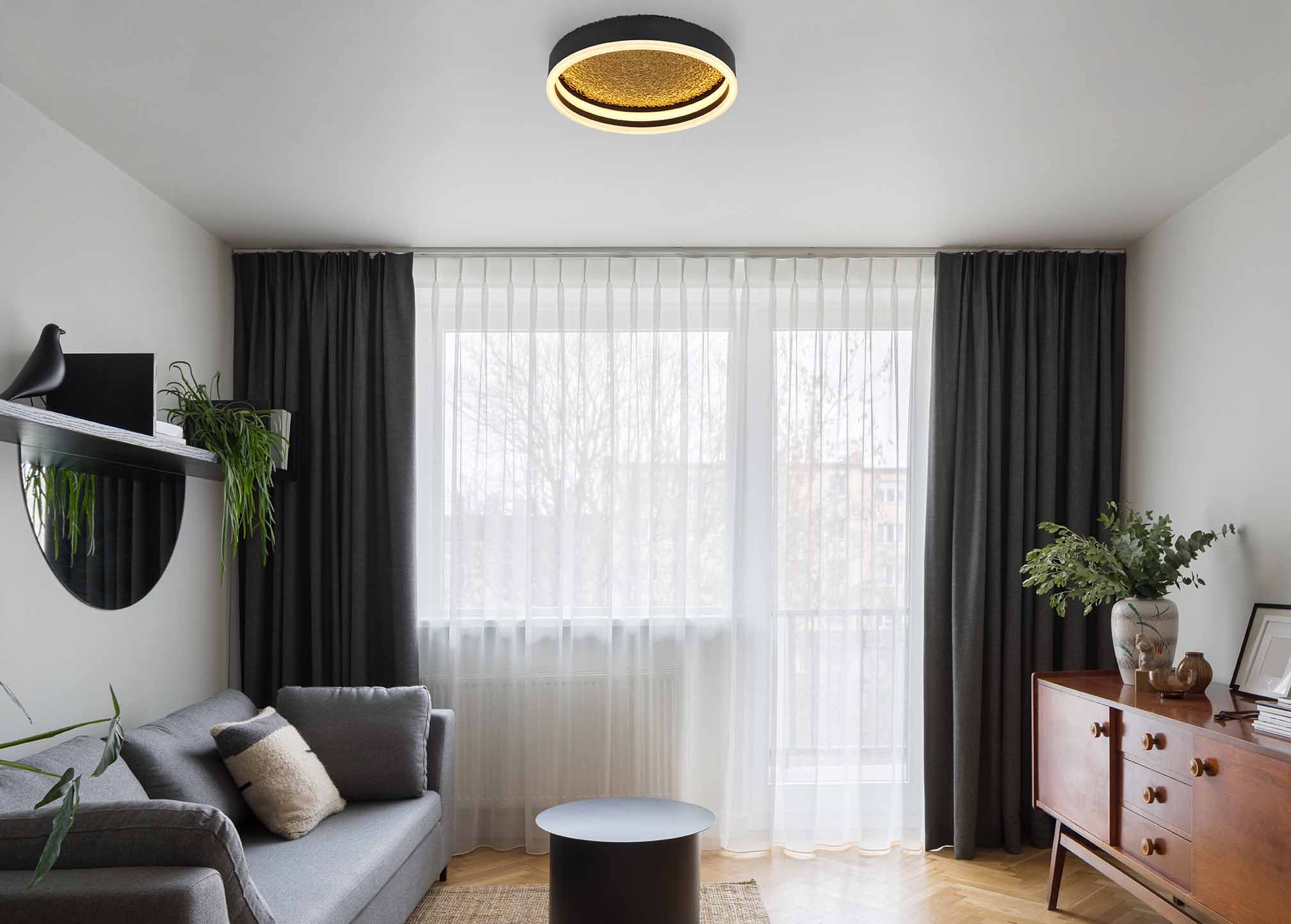 Moderne schwarze goldene Deckenlampe Globo Hedi – Bild 4