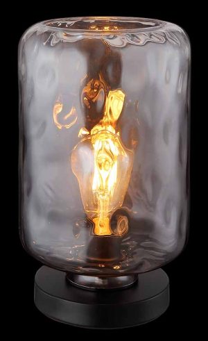 Alternative view of Moderne schwarze Metall-Glas-Tischlampe Globo Darina