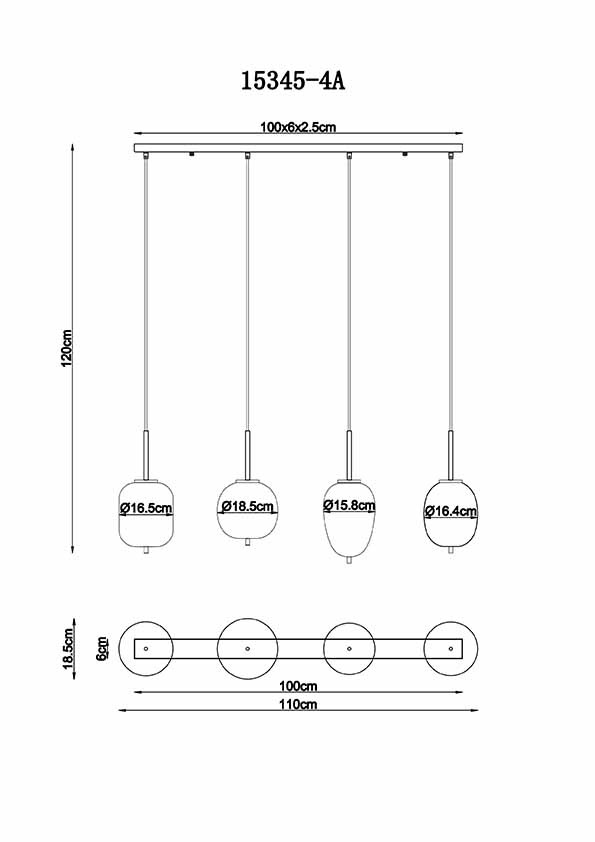 Moderne schwarze Metall Hängelampen Globo Blacky – Bild 5