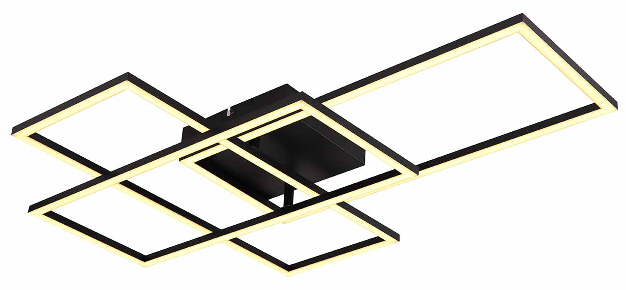 Moderne schwarze metallene rechteckige Deckenlampe Globo Gabriel – Bild 4