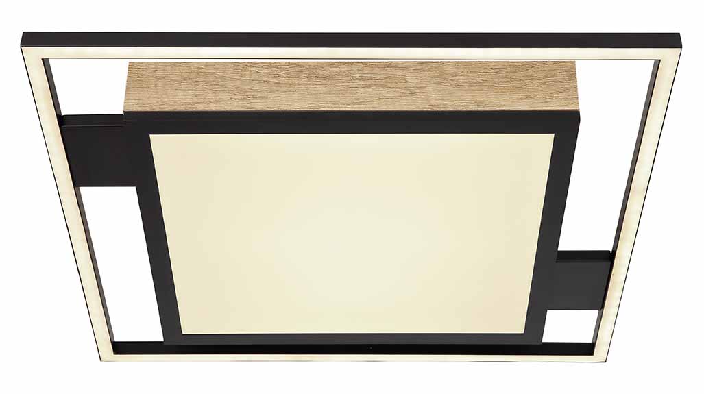 Moderne schwarze quadratische Holz-Deckenlampe Globo Jorry – Bild 2