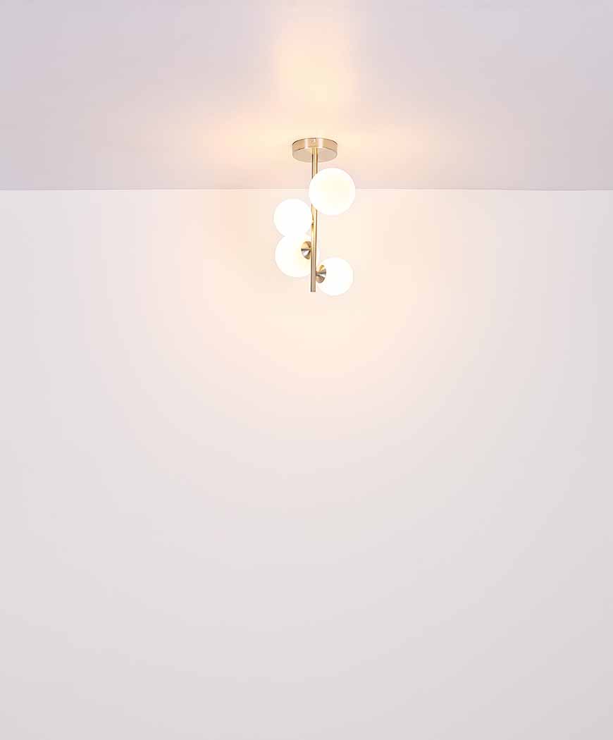 Nickel Tischlampe Vertikal 4 Opalglas-Schirm Globo Riha – Bild 4