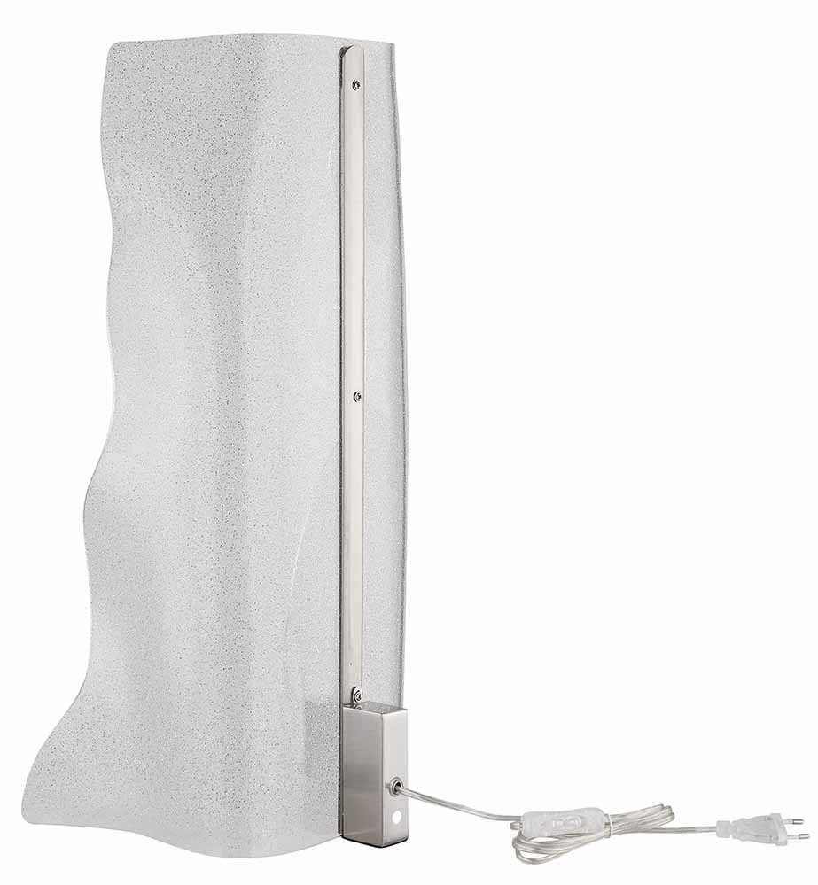 Organisch gebogene Tischlampe, Nickel/Transparent Globo Saque – Bild 3