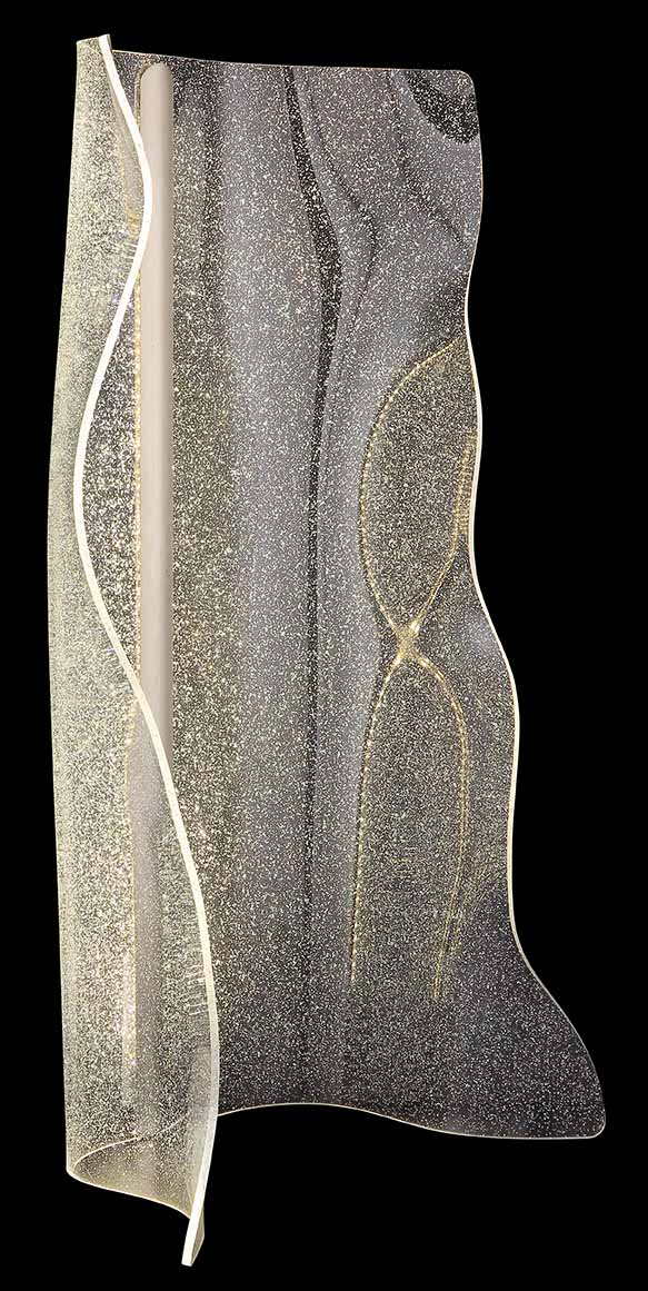 Organisch gebogene Tischlampe, Nickel/Transparent Globo Saque – Bild 4