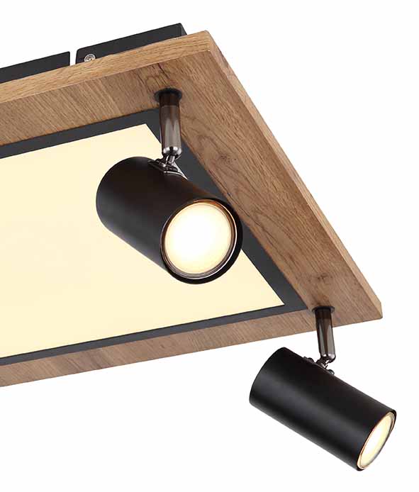 Quadratische Deckenlampe schwarz/braun mit 4 Spots Globo Ulla – Bild 4