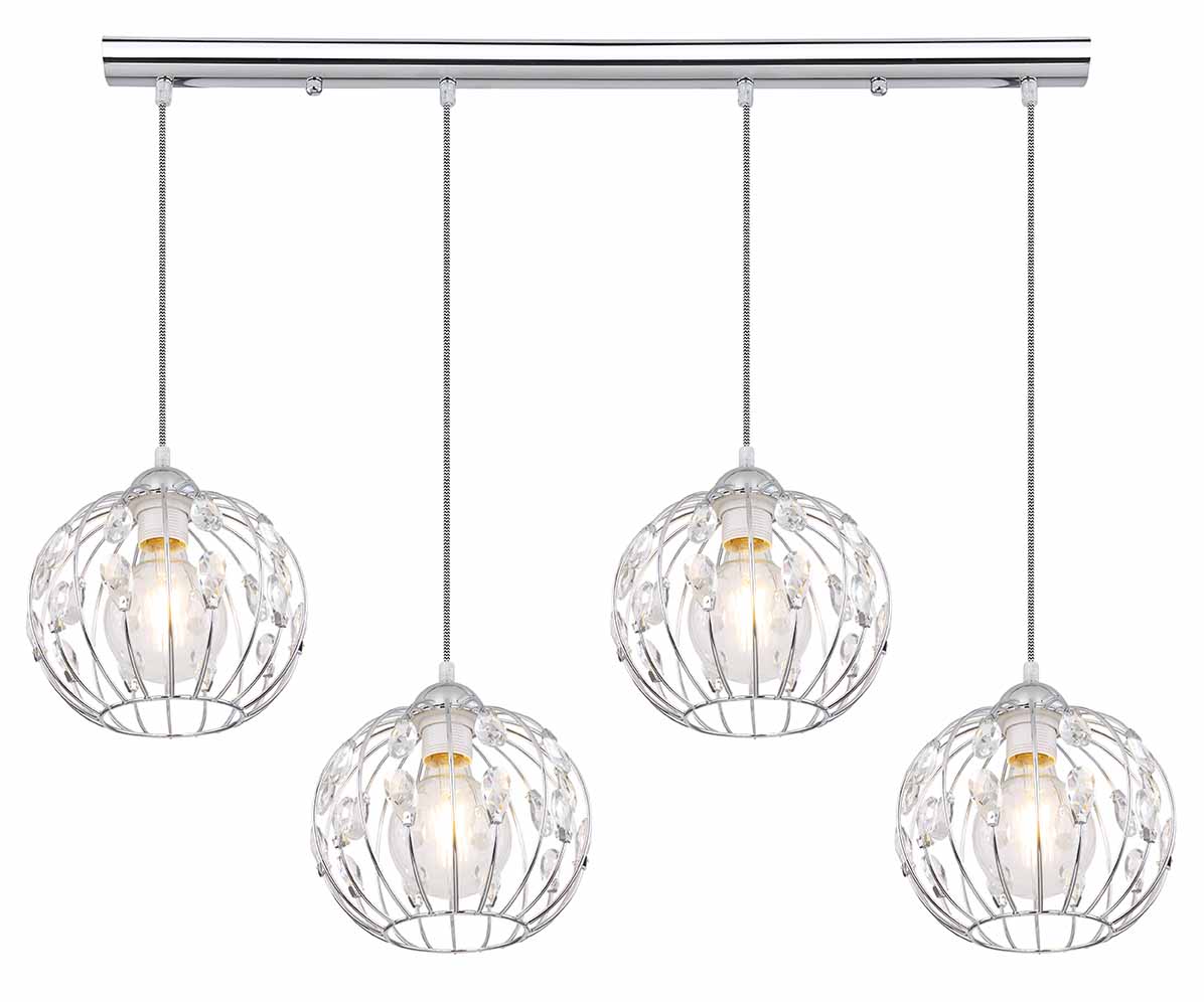 Retro Chrom-Metall-Kugel-Hängelampe Globo Hanako – Bild 2