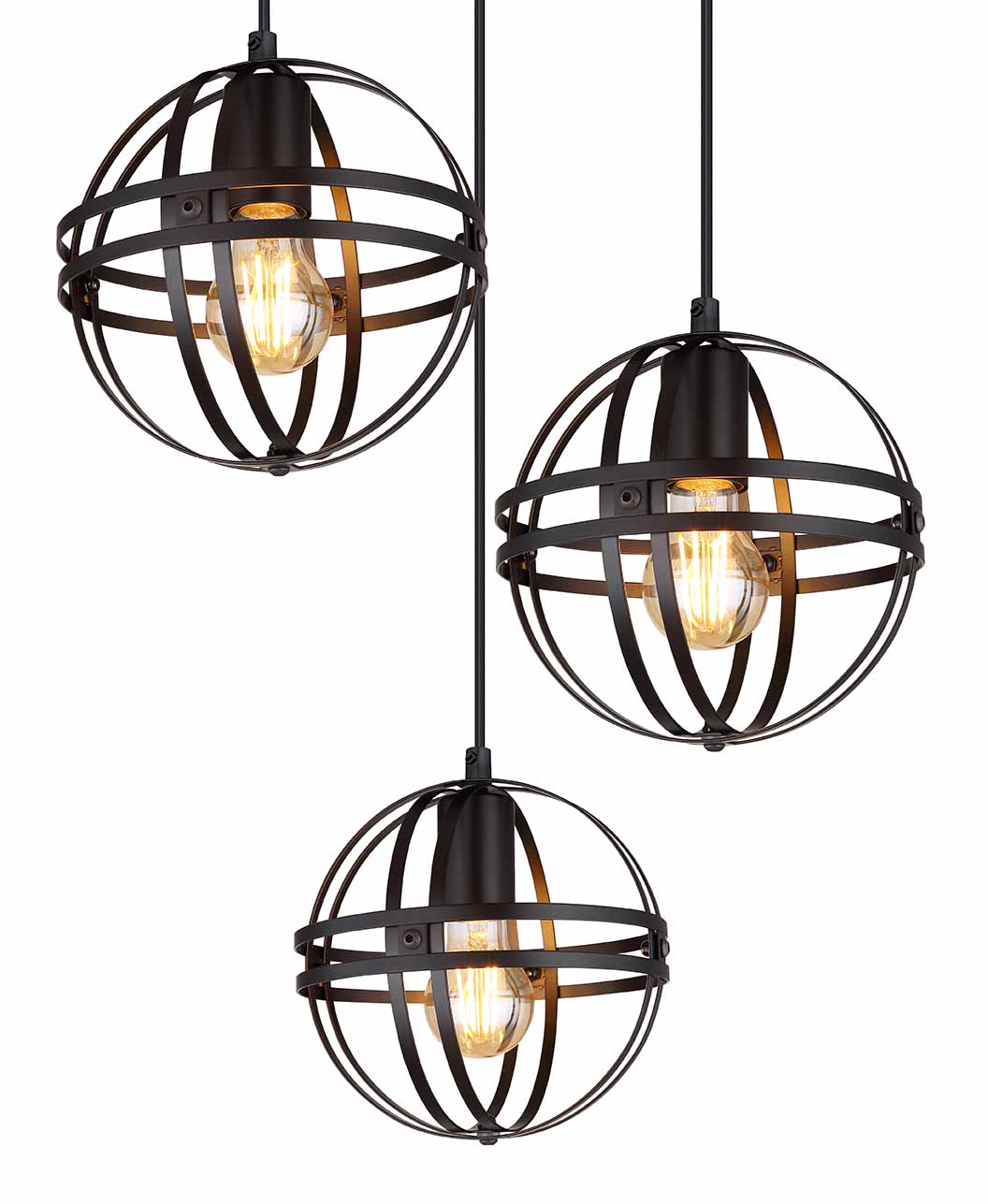 Retro schwarze Kugel-Hängelampen Globo Tamara – Bild 2