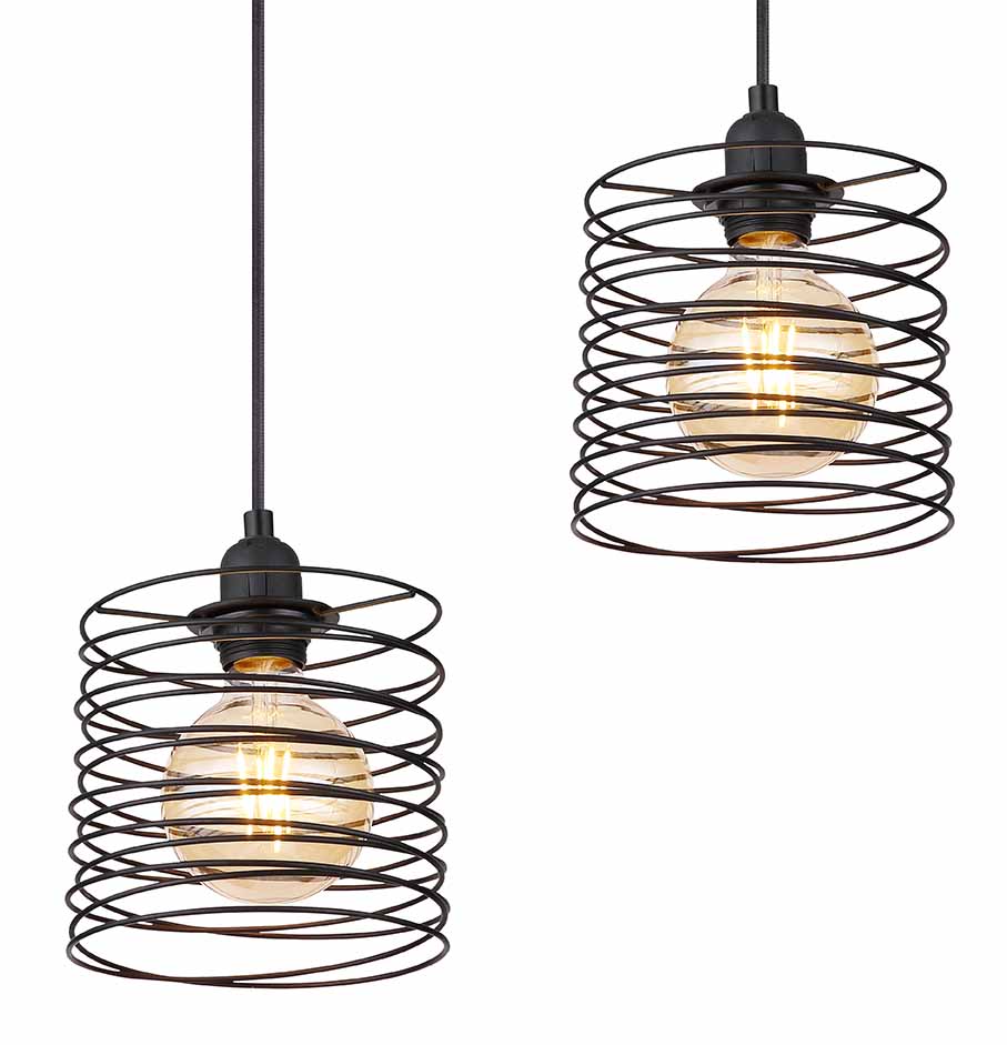 Retro schwarze Metall-Hängelampen mit Spiralen Globo Tilly – Bild 3