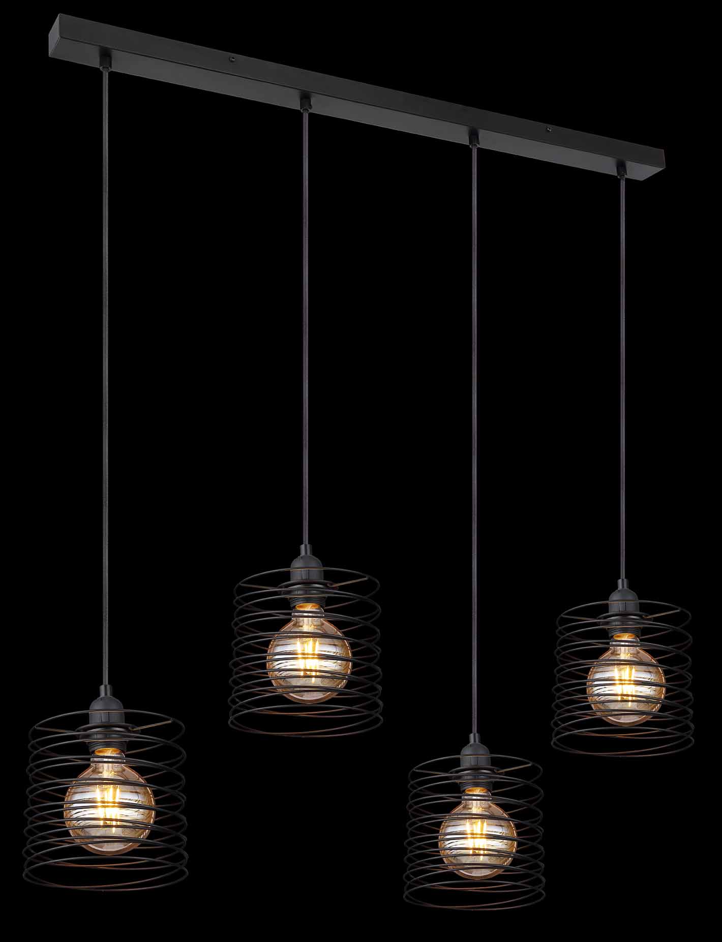 Retro schwarze Metall-Hängelampen mit Spiralen Globo Tilly – Bild 4