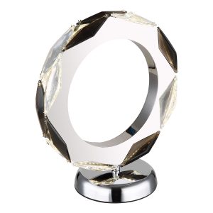 ringförmige-tischlampe-acrylkristal-chrom/rauchgrau-globo-karilion-67318t