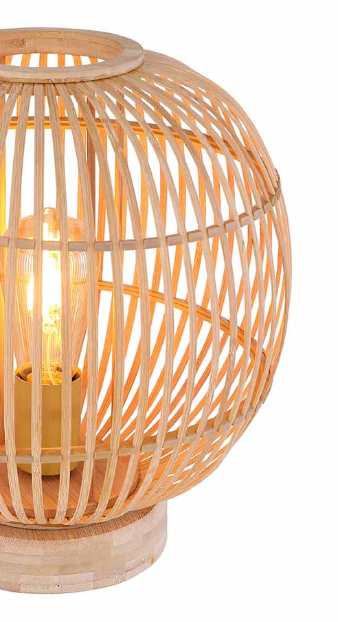 Runde Boho Tischlampe Natur Bambus Globo Hildegard – Bild 2