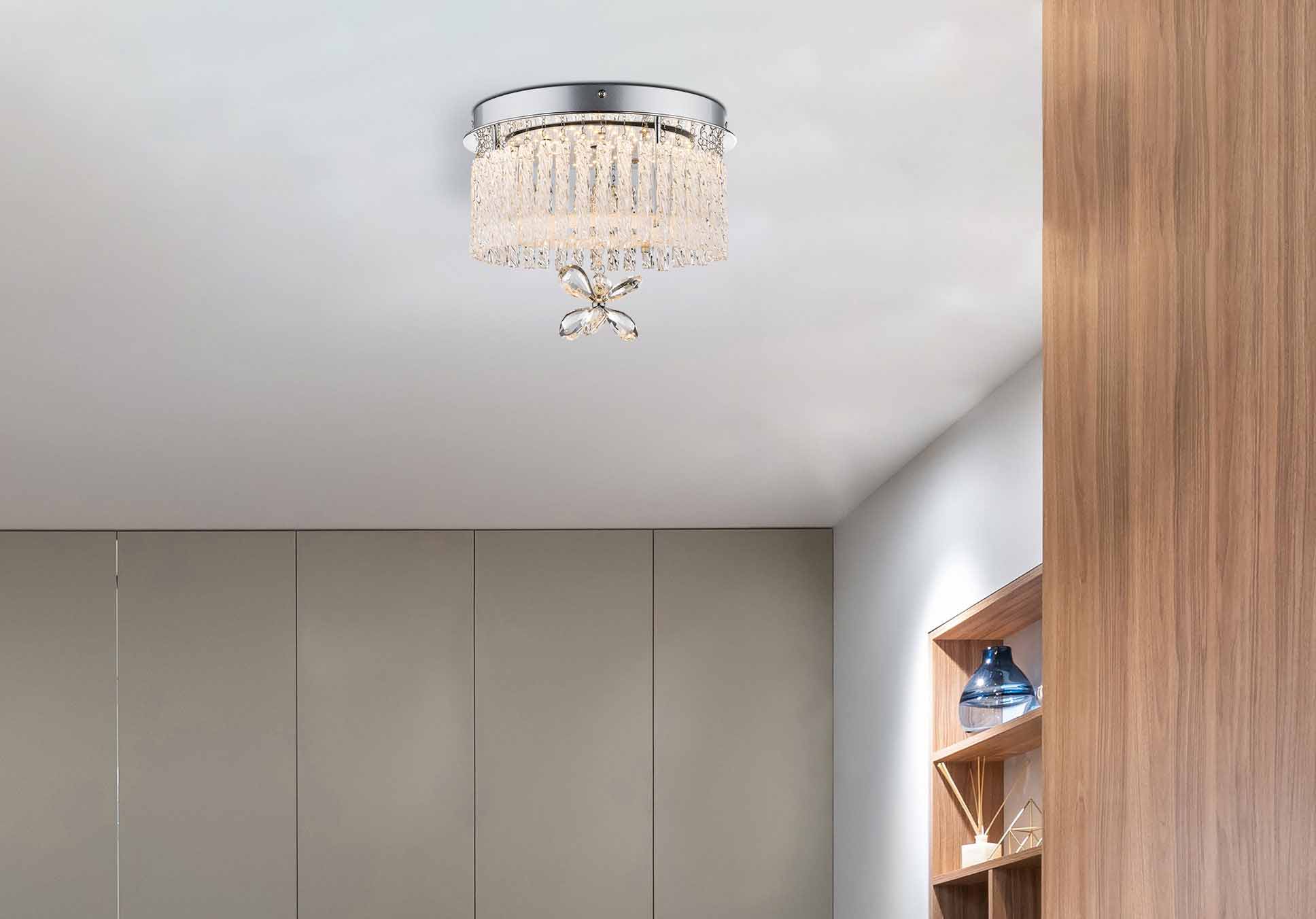 Runde Chrom-Deckenlampe mit Kristallanhängern Globo Mathilda – Bild 2