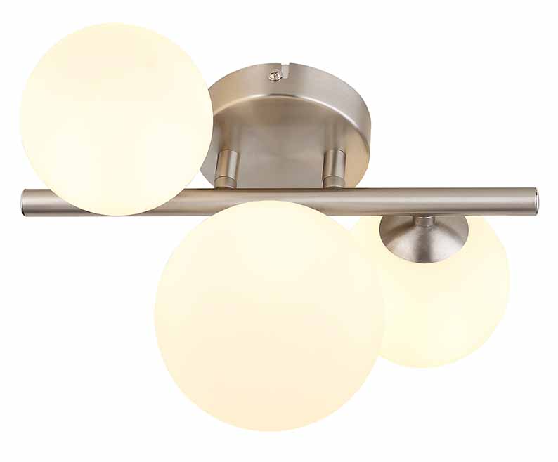 Runde Deckenlampe 3 Opalglas-Schirm Nickel Globo Riha – Bild 2