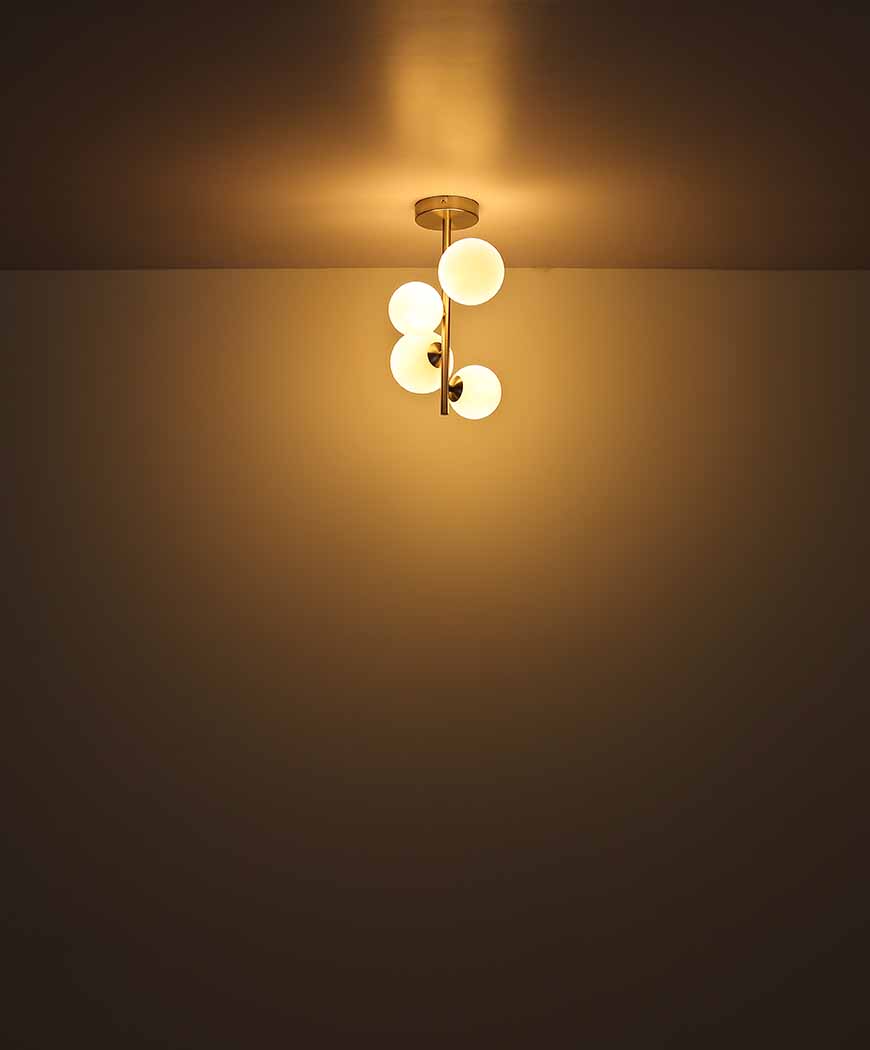 Runde Deckenlampe 3 Opalglas-Schirm Nickel Globo Riha – Bild 3