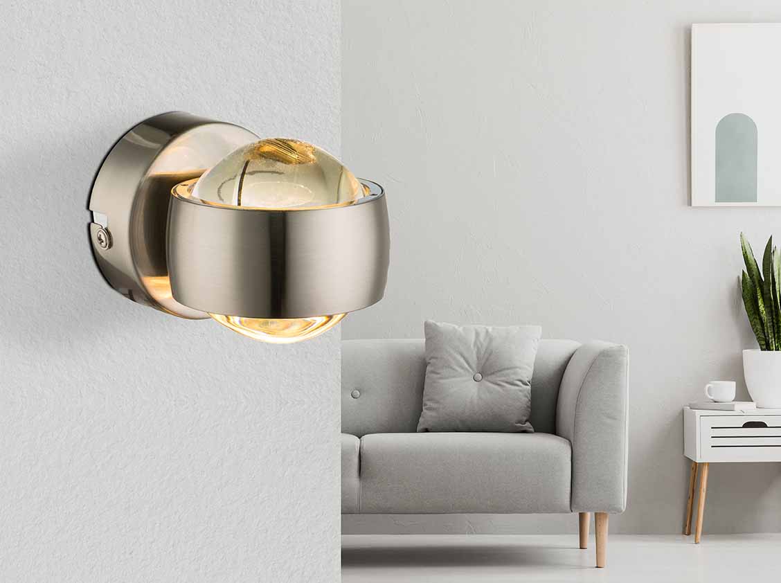 Runde Wandleuchte Nickel Glas-Kugel Globo Randi – Bild 2