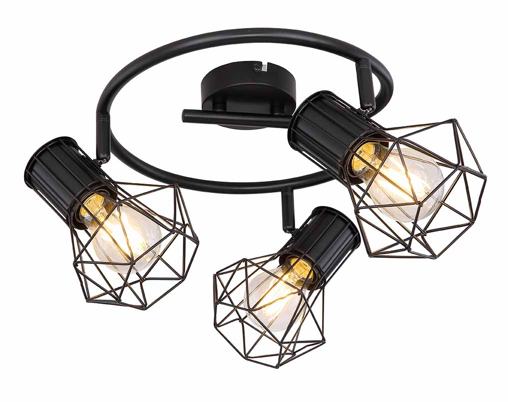 Runder 3-Diamantkappen-Spot schwarz Globo Priska – Bild 2