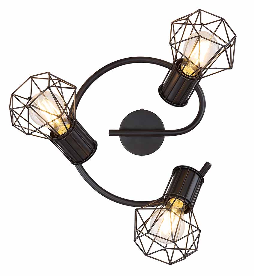 Runder 3-Diamantkappen-Spot schwarz Globo Priska – Bild 3