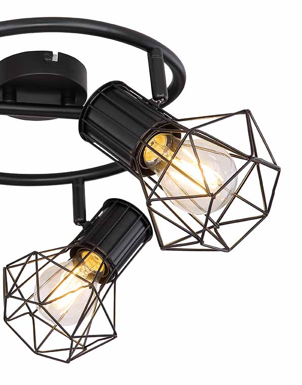 Runder 3-Diamantkappen-Spot schwarz Globo Priska – Bild 4