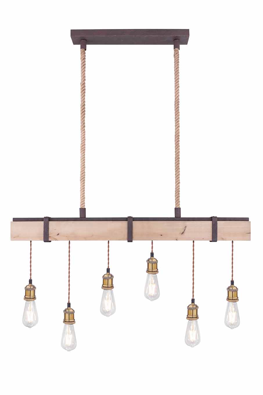 Rustikale braune Hängelampe Metall Globo Mucha – Bild 2