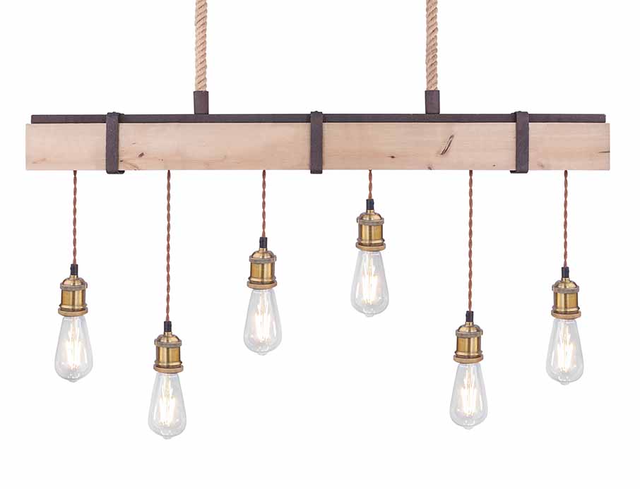 Rustikale braune Hängelampe Metall Globo Mucha – Bild 3