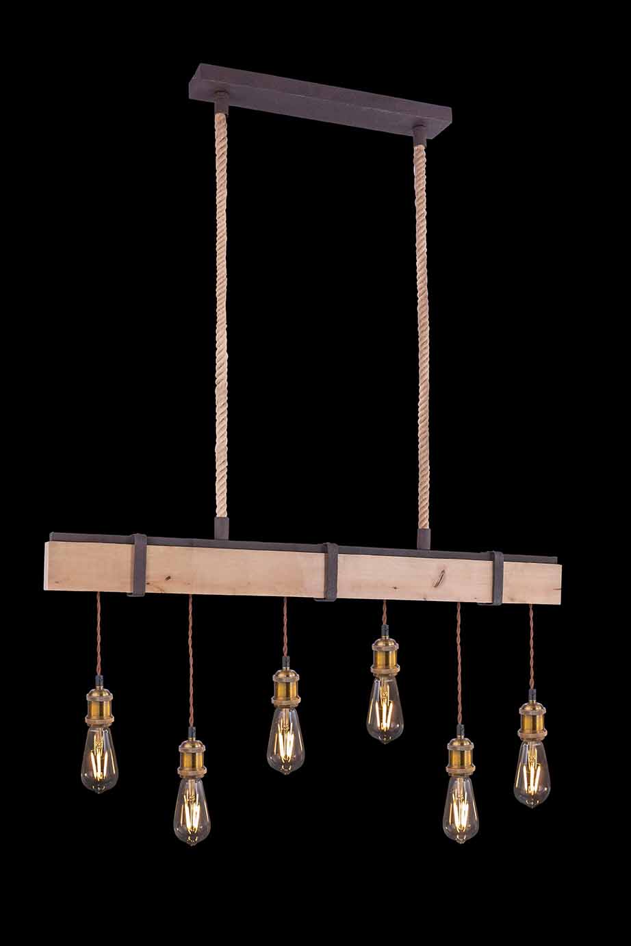 Rustikale braune Hängelampe Metall Globo Mucha – Bild 4