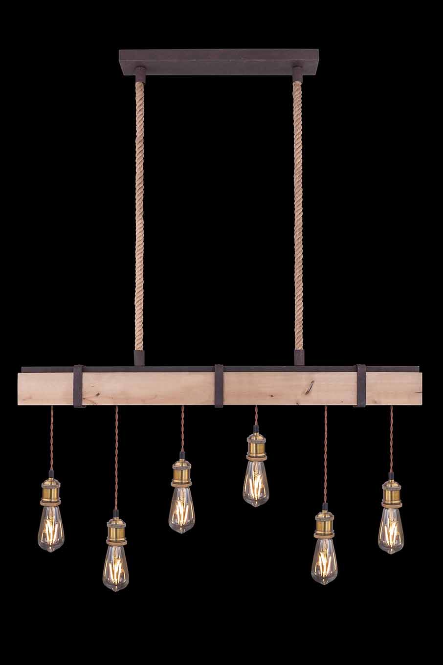 Rustikale braune Hängelampe Metall Globo Mucha – Bild 5