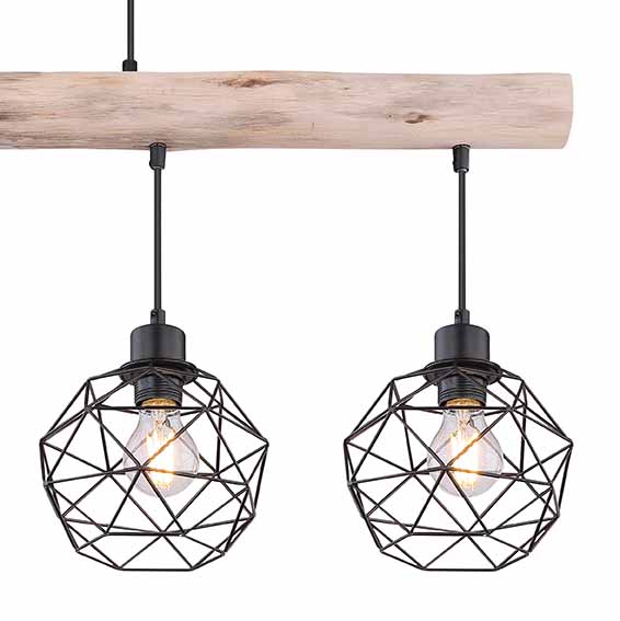 Rustikale schwarze Balken Hängelampe Globo Theodor – Bild 3