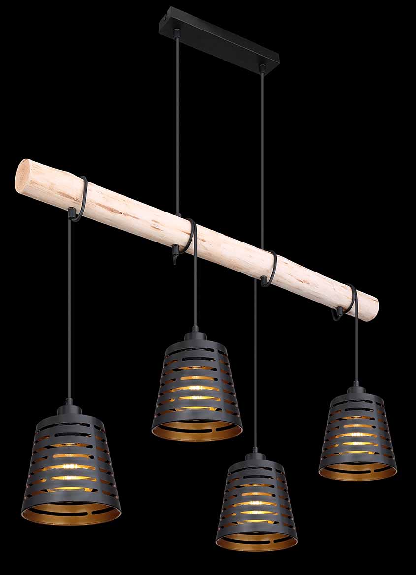 Rustikale schwarze Metall Hängelampe Globo Ablona – Bild 4