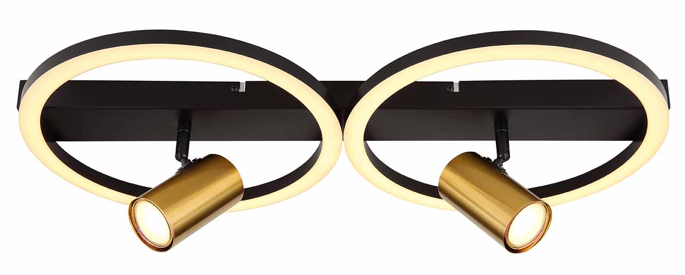 Schwarz-goldene Doppel-Wandlampe mit Spiegel Globo Marrie – Bild 2