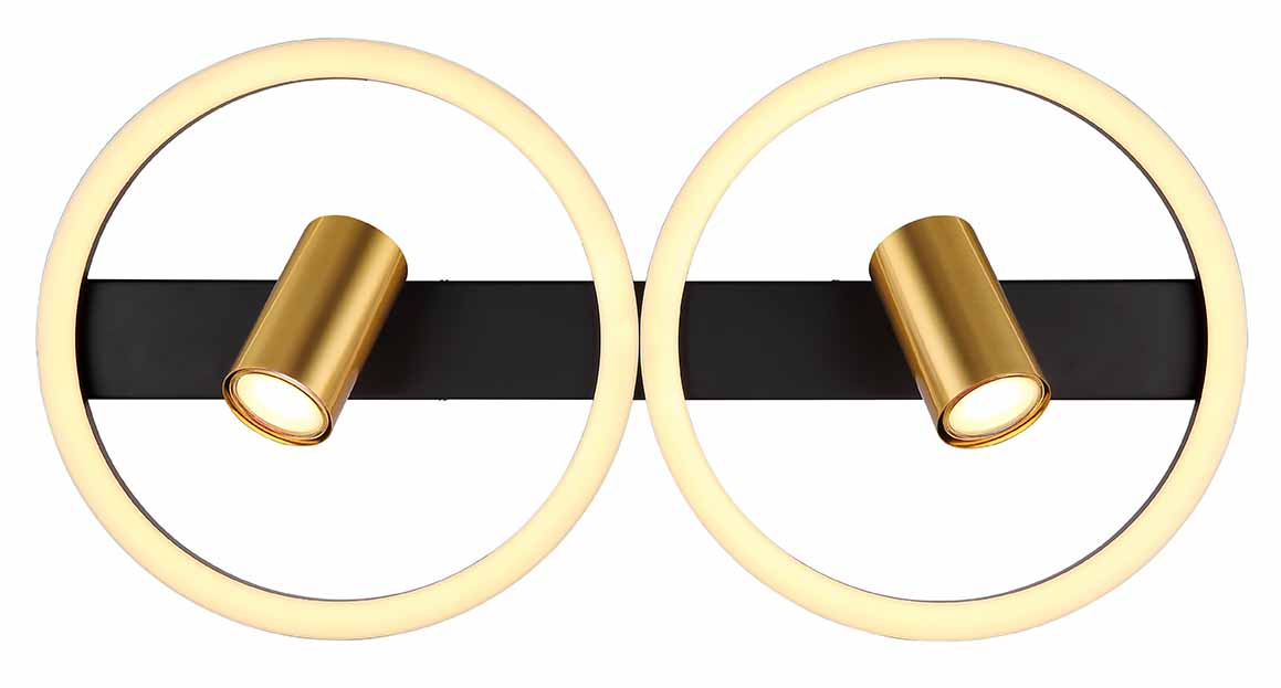 Schwarz-goldene Doppel-Wandlampe mit Spiegel Globo Marrie – Bild 3