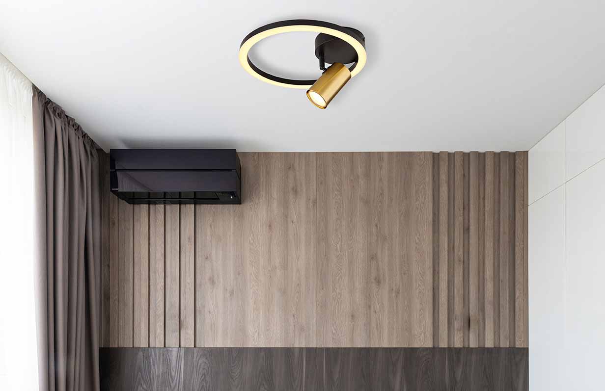 Schwarz-goldene Wandlampe mit Spiegel Globo Marrie – Bild 3