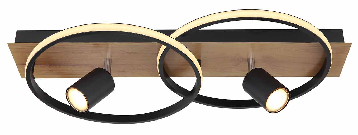 Schwarz/braune Deckenlampe 2-Kreis/Spots Globo Danny – Bild 2