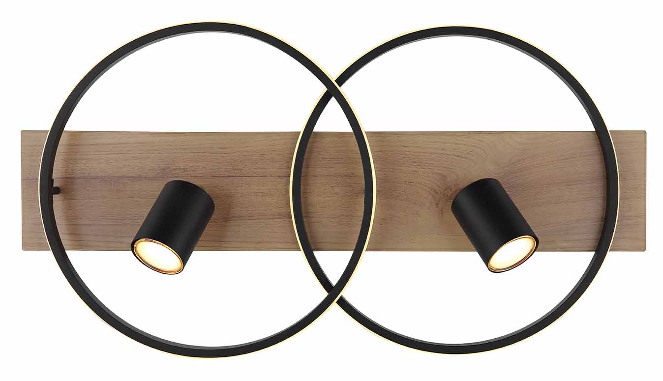 Schwarz/braune Deckenlampe 2-Kreis/Spots Globo Danny – Bild 3