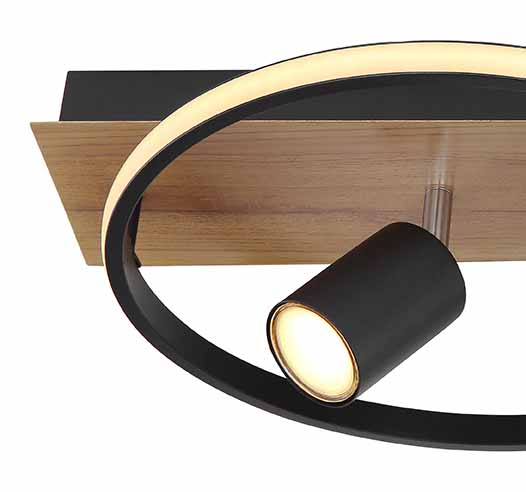 Schwarz/braune Deckenlampe 2-Kreis/Spots Globo Danny – Bild 4