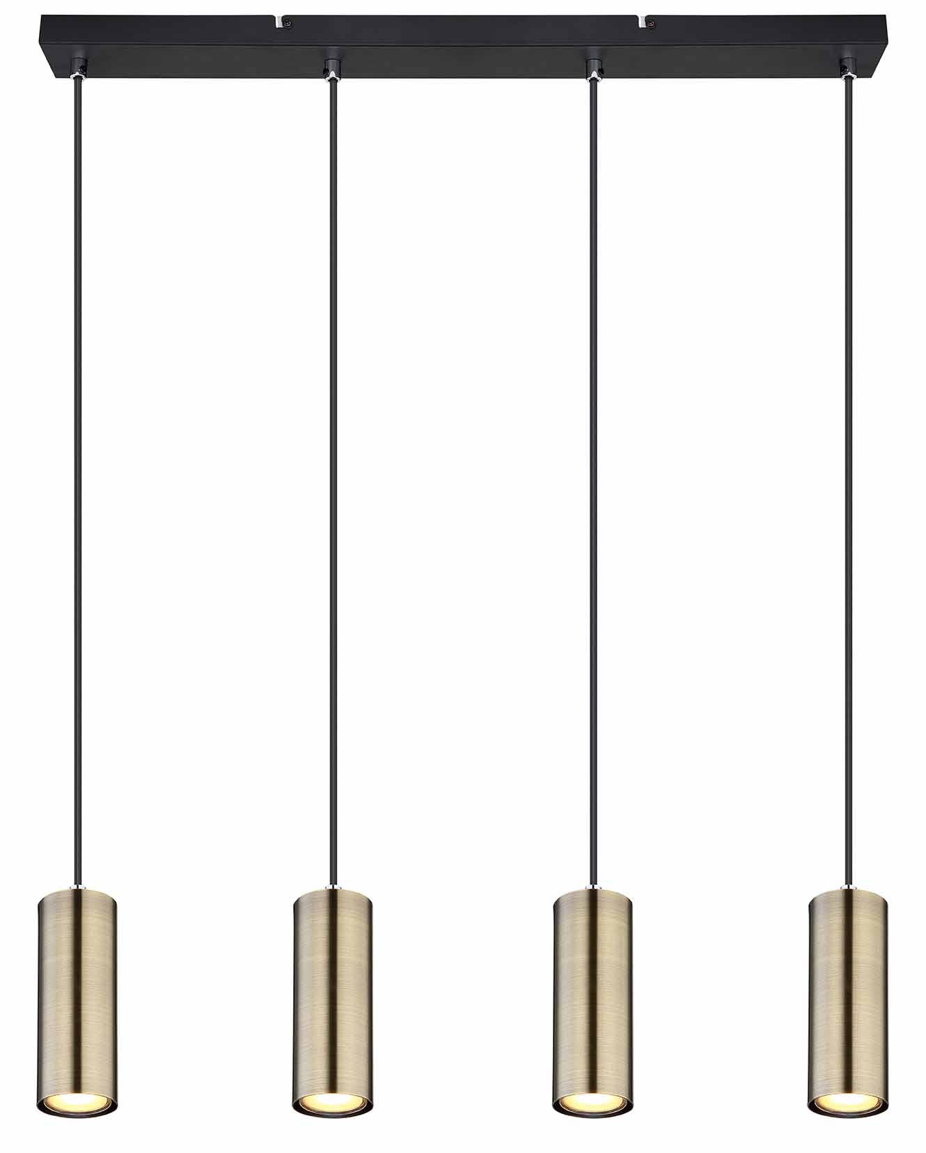 Schwarze Hängelampe 4-Spots goldfarben Globo Robby – Bild 2