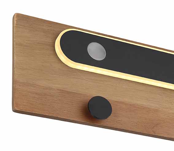Schwarze Rechteckige Wandlampe Garderobe Metall/Holz Globo Chasey – Bild 3