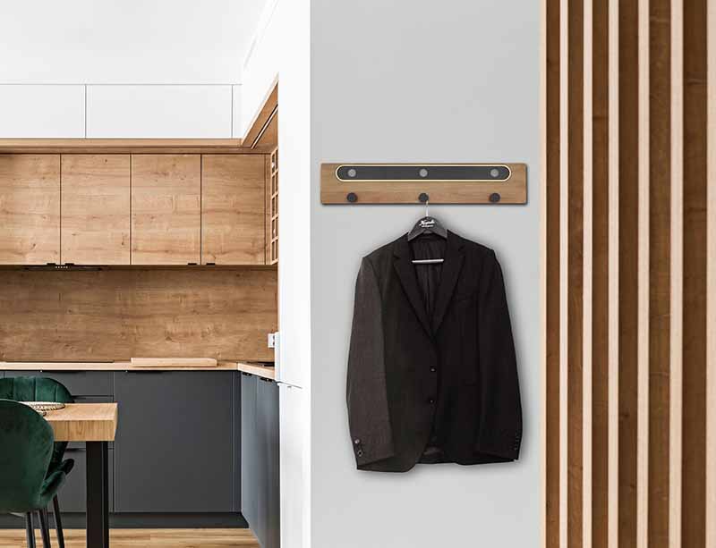 Schwarze Rechteckige Wandlampe Garderobe Metall/Holz Globo Chasey – Bild 4