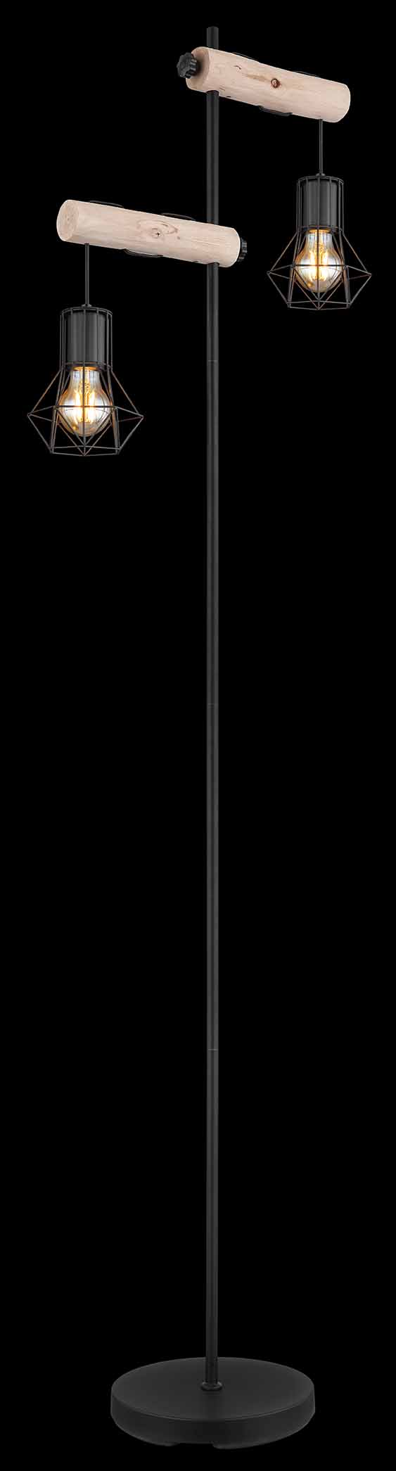 Stehlampe schwarz Metall/Holz mit 2 Diamantkappen Globo Priska – Bild 4