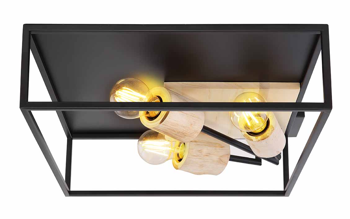 Vierkant schwarze Retro Deckenleuchte Globo Hagar – Bild 2