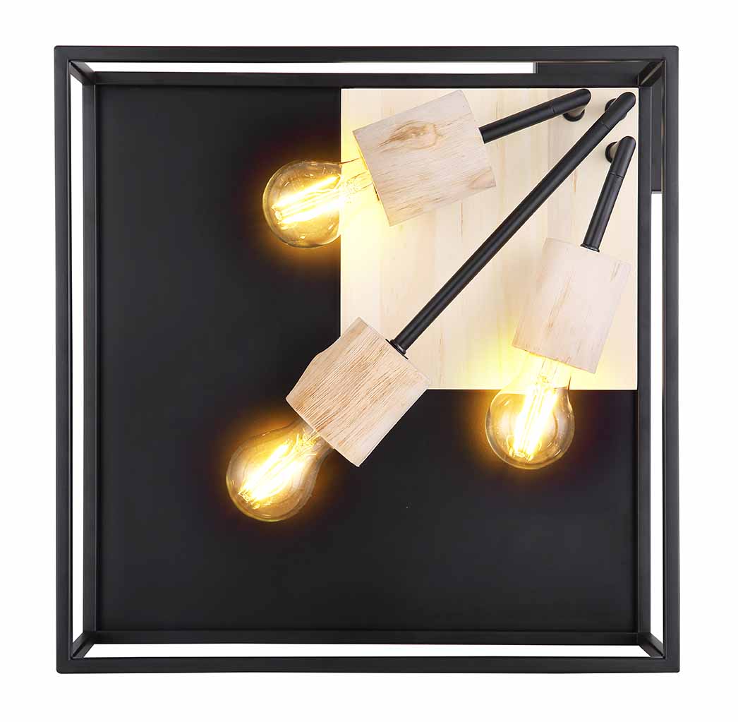 Vierkant schwarze Retro Deckenleuchte Globo Hagar – Bild 3