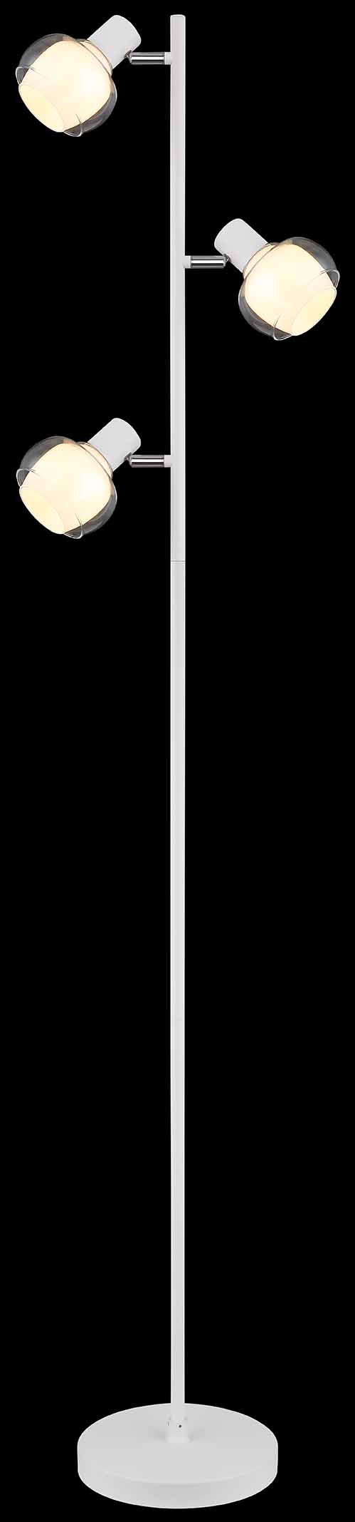 Weiße 3-Kap Stehlampe Bernstein-/Rauchglas Globo Tokki – Bild 3