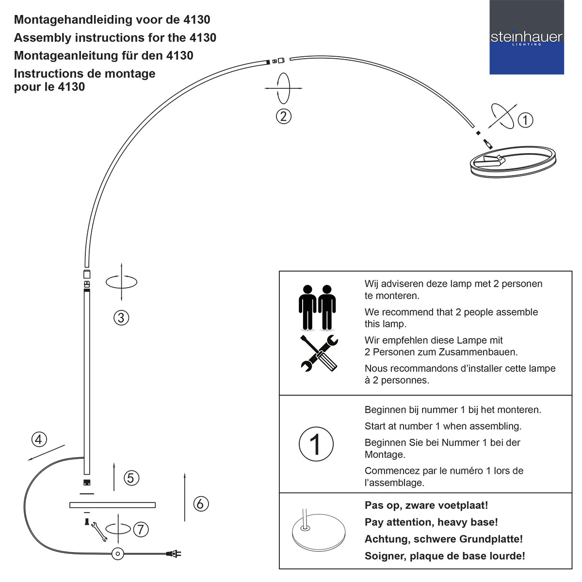 Moderne schwarze Metall-Stehlampe Steinhauer Ringlux – Bild 8