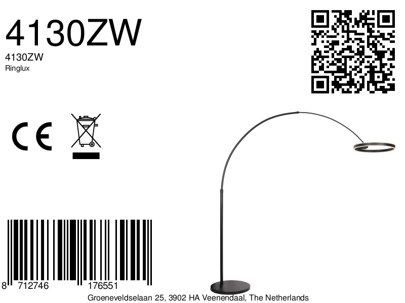 Moderne schwarze Metall-Stehlampe Steinhauer Ringlux – Bild 19